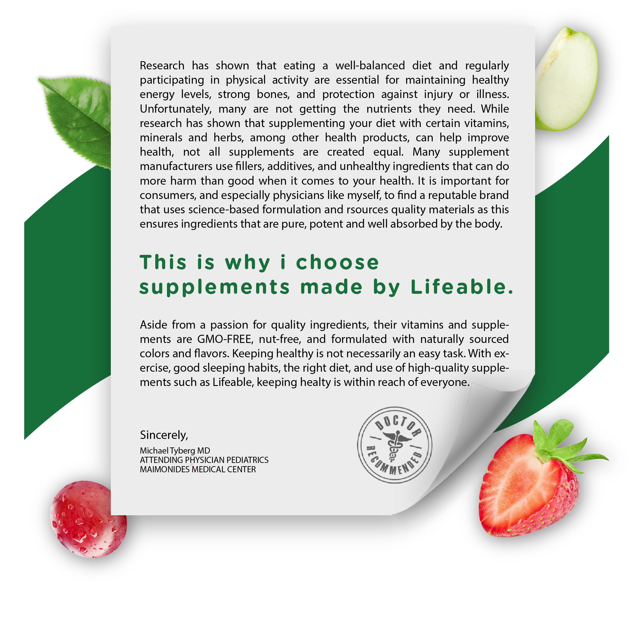 Lifeable Cranberry Gummies dietary info highlights gluten-free, dairy-free, and non-GMO notes