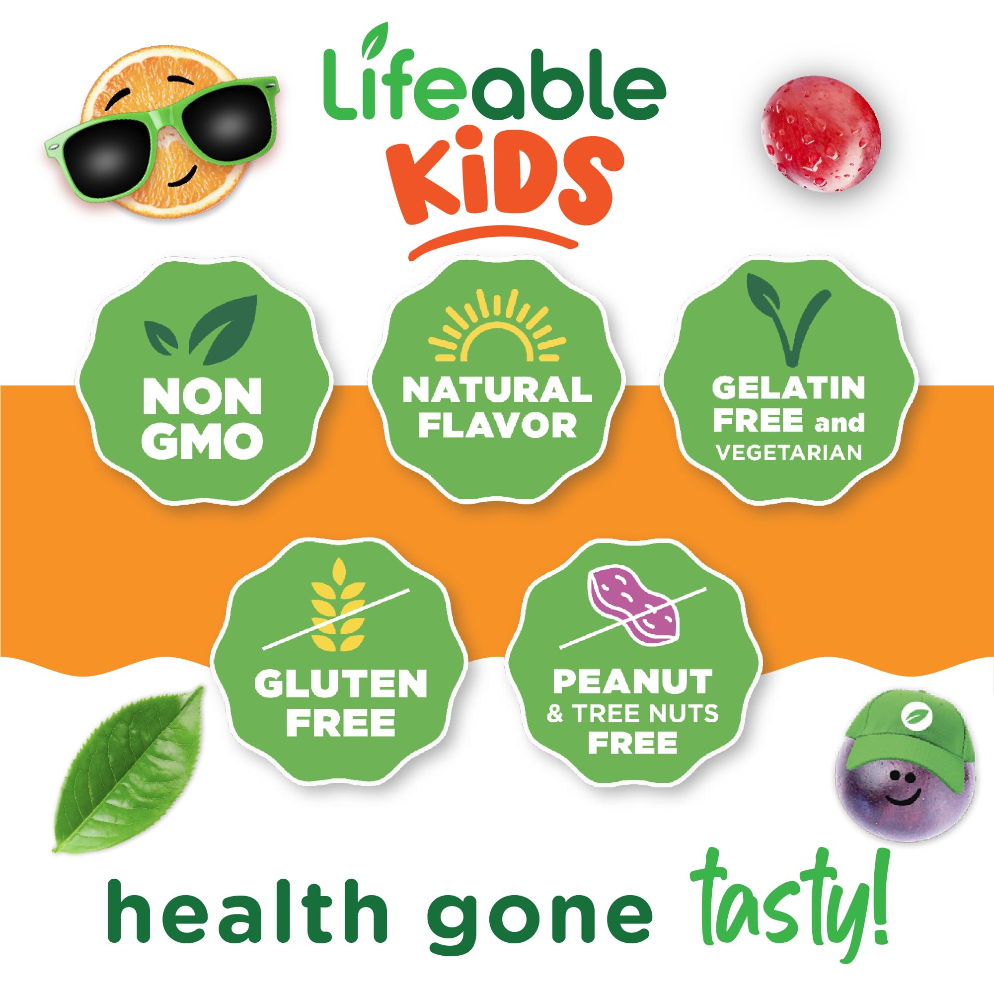 Lifeable Cranberry Gummies kid-friendly vegan label emphasizes plant-based, allergen-conscious formulation