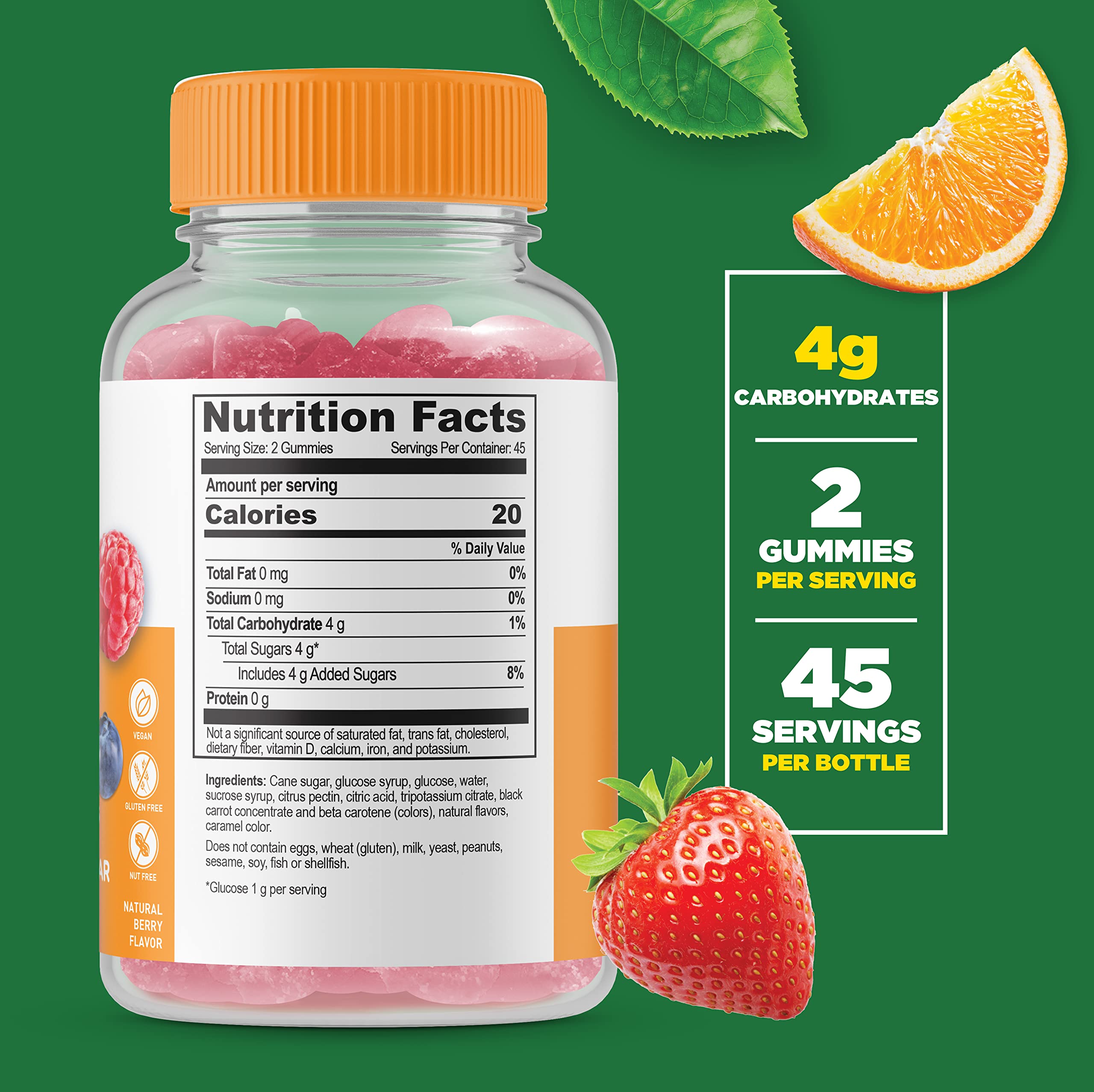 Lifeable glucose gummies close-up shows vibrant berries and chewy texture.