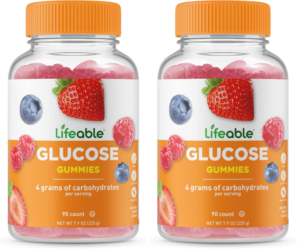 Lifeable Glucose Gummies mixed berry bottle, a tasty chew for all ages.