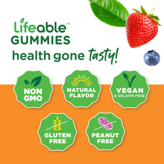 Lifeable glucose gummies pack of 2 with clear labeling.