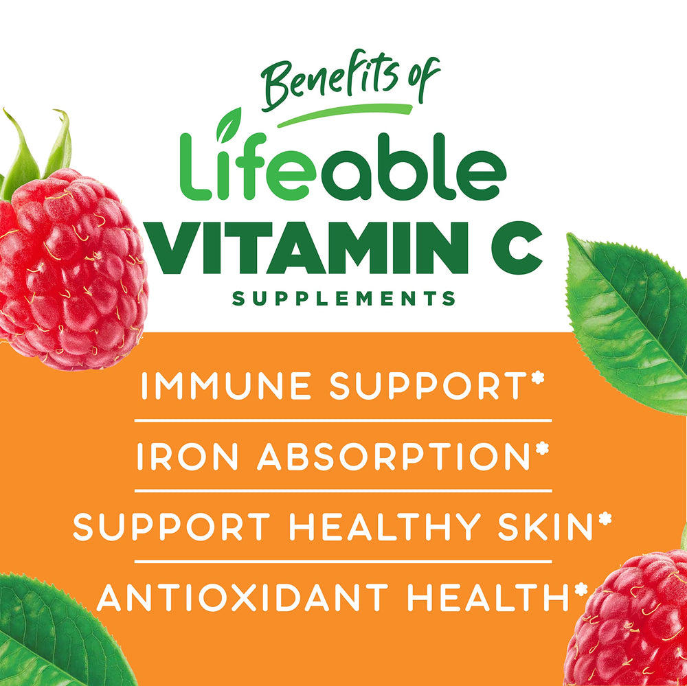 Lifeable kids chewable vitamin C serving, two gummies per serving