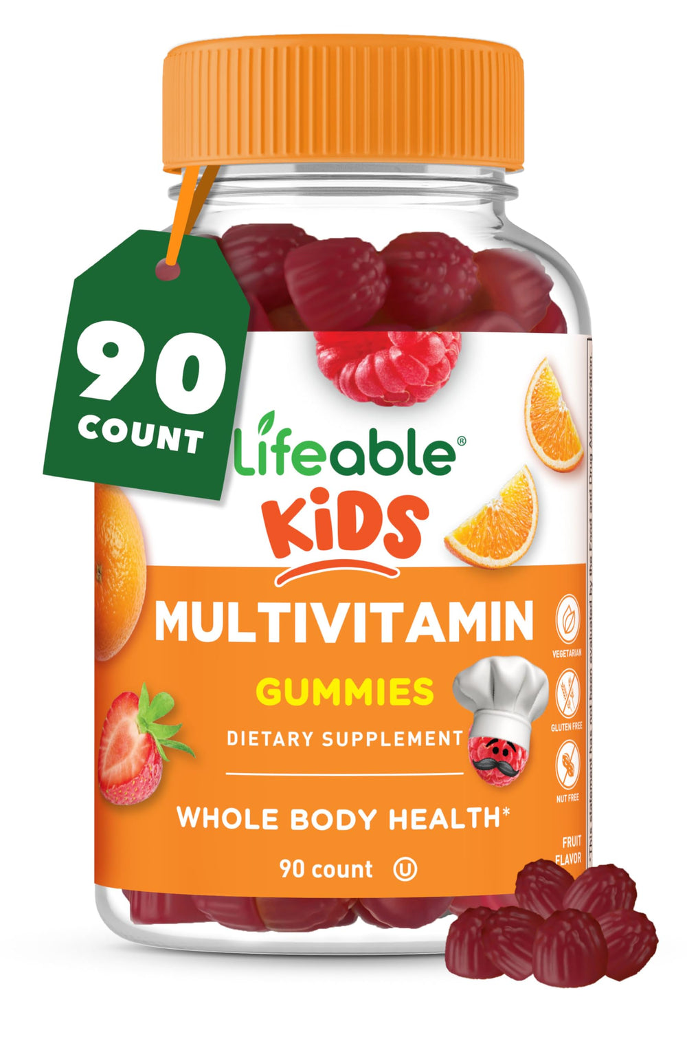 Lifeable Kids Multivitamin Gummies bottle with 90 gummies for daily nourishment.