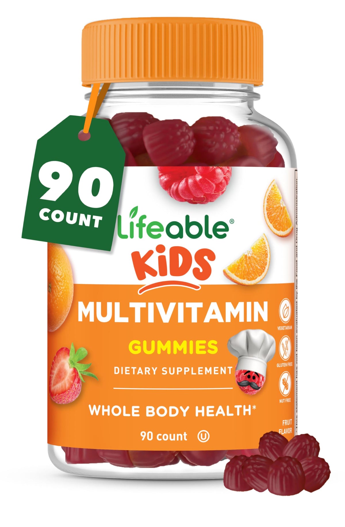Lifeable Kids Multivitamin Gummies bottle with 90 gummies for daily nourishment.
