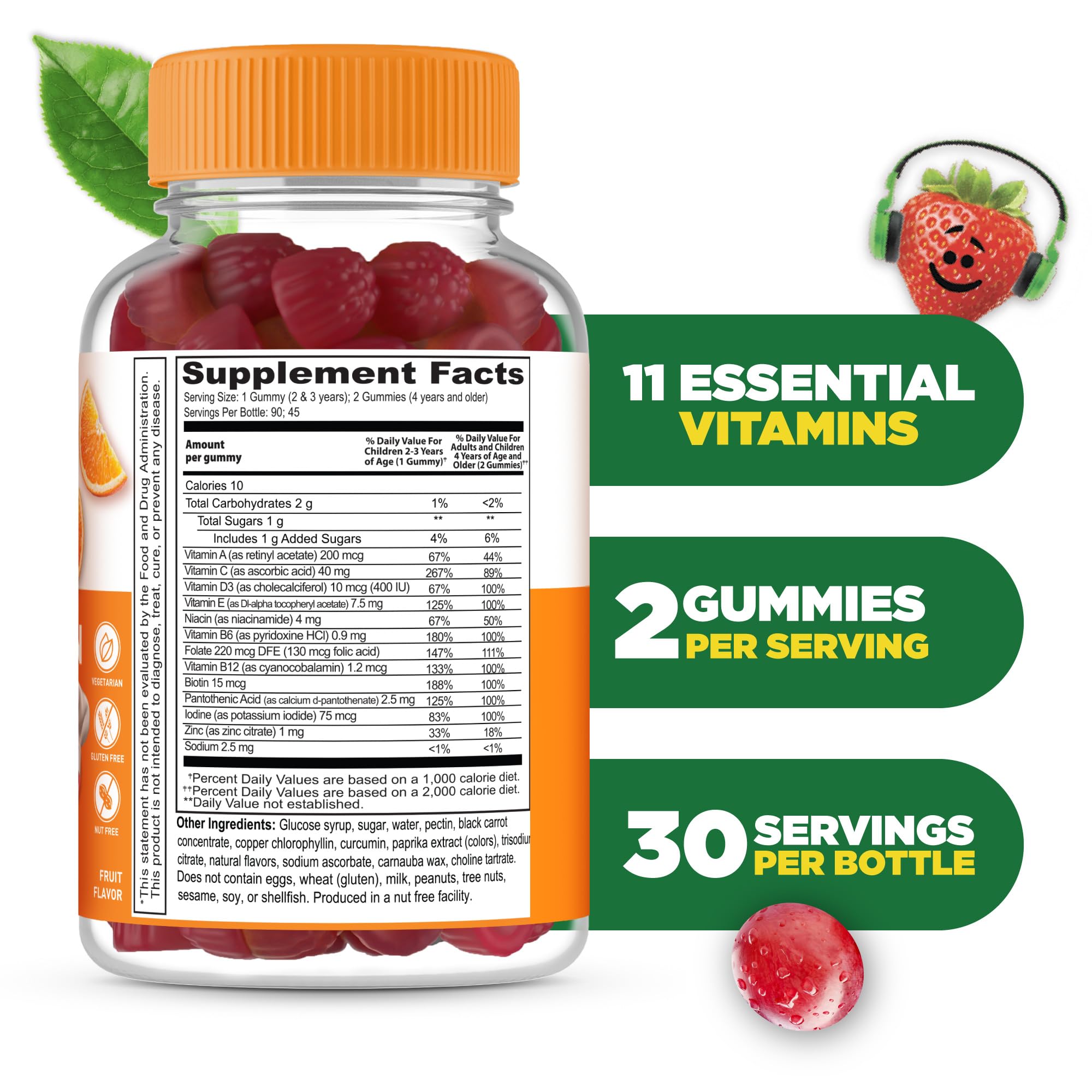 Close-up of colorful Lifeable Kids Multivitamin Gummies for easy daily use.