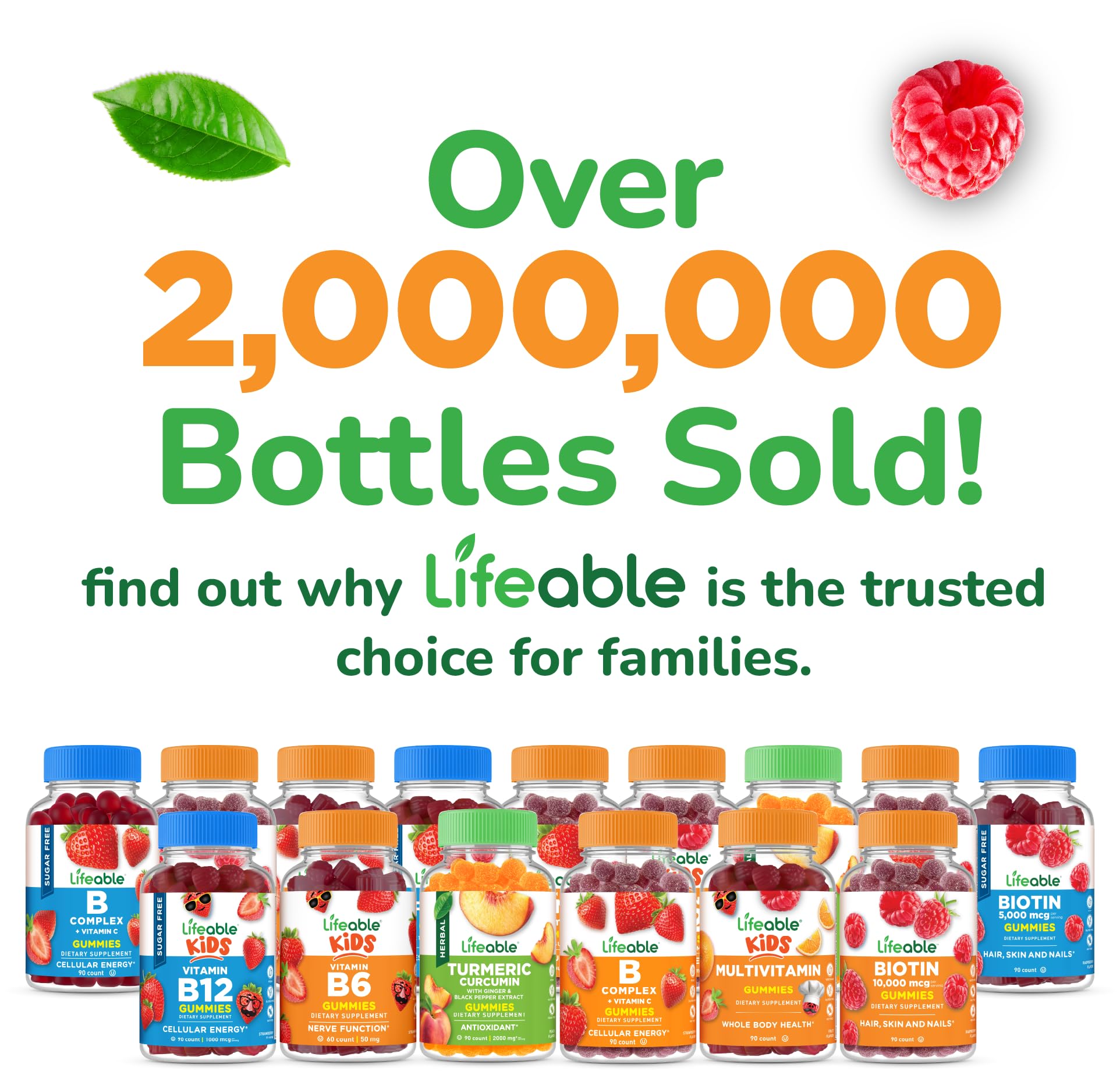 Lifeable Kids Omega 3 Gummies back label showing 60 gummies dosage details.