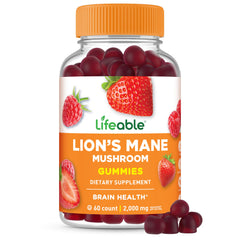 Lifeable Lions Mane Gummies berry flavor bottle ready for daily focus.
