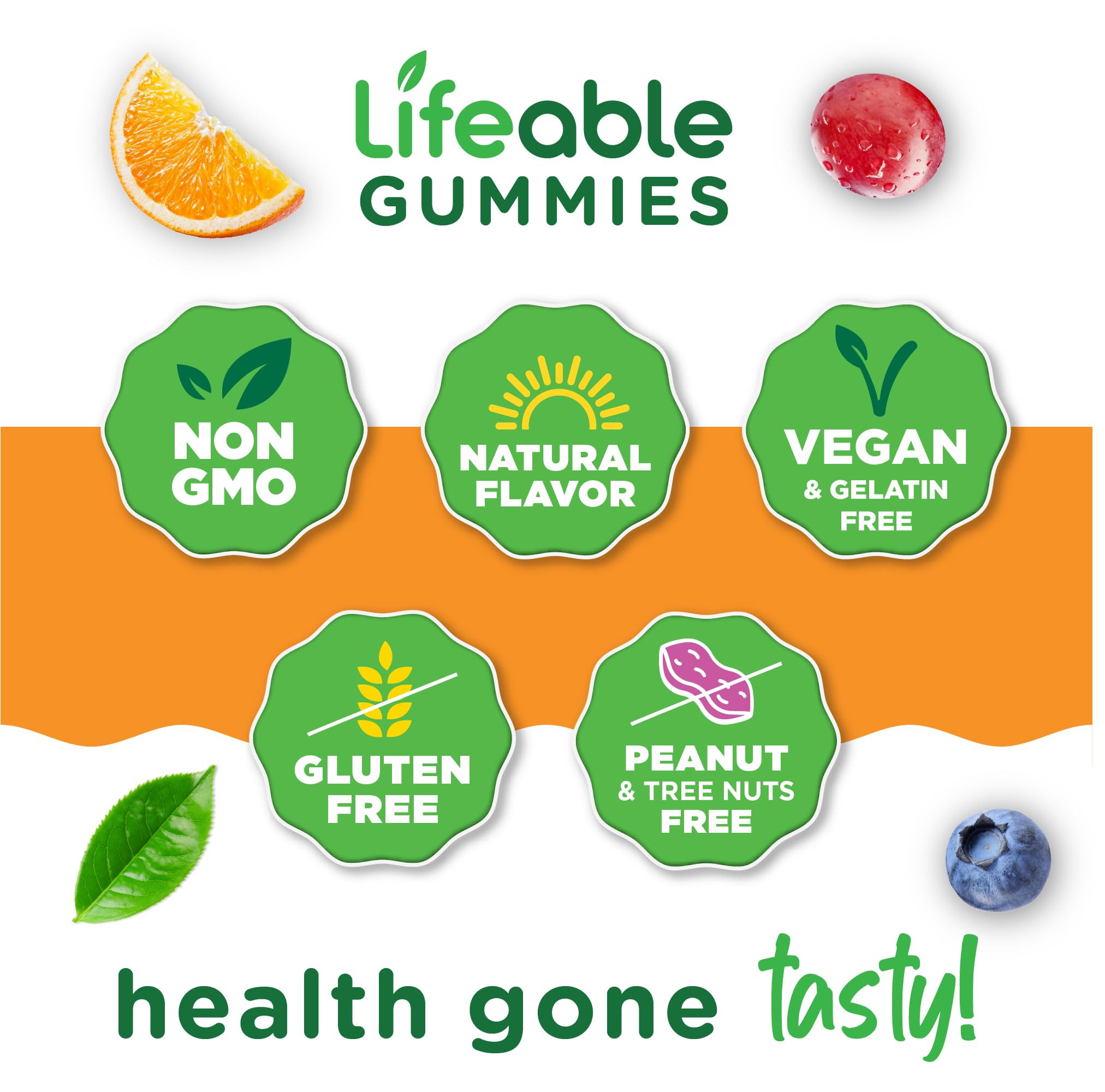 Two gummies per serving illustration for daily focus support.