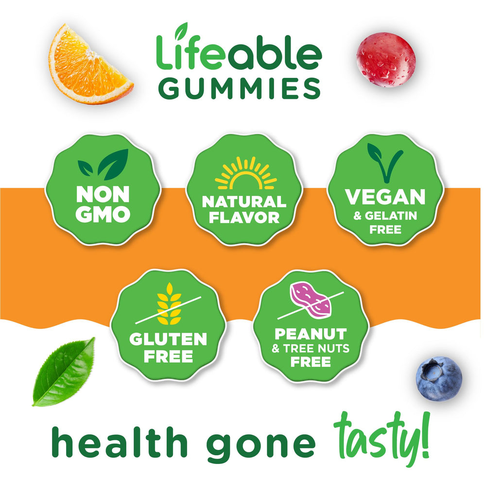 Two gummies per serving illustration for daily focus support.