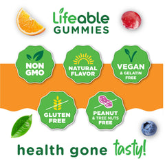 Two gummies per serving illustration for daily focus support.