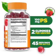 Lifeable PS100 Kids bottle front shows 90 gummies and raspberry flavor