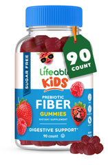 Lifeable sugar-free prebiotic kids fiber gummies bottle promotes digestive balance.