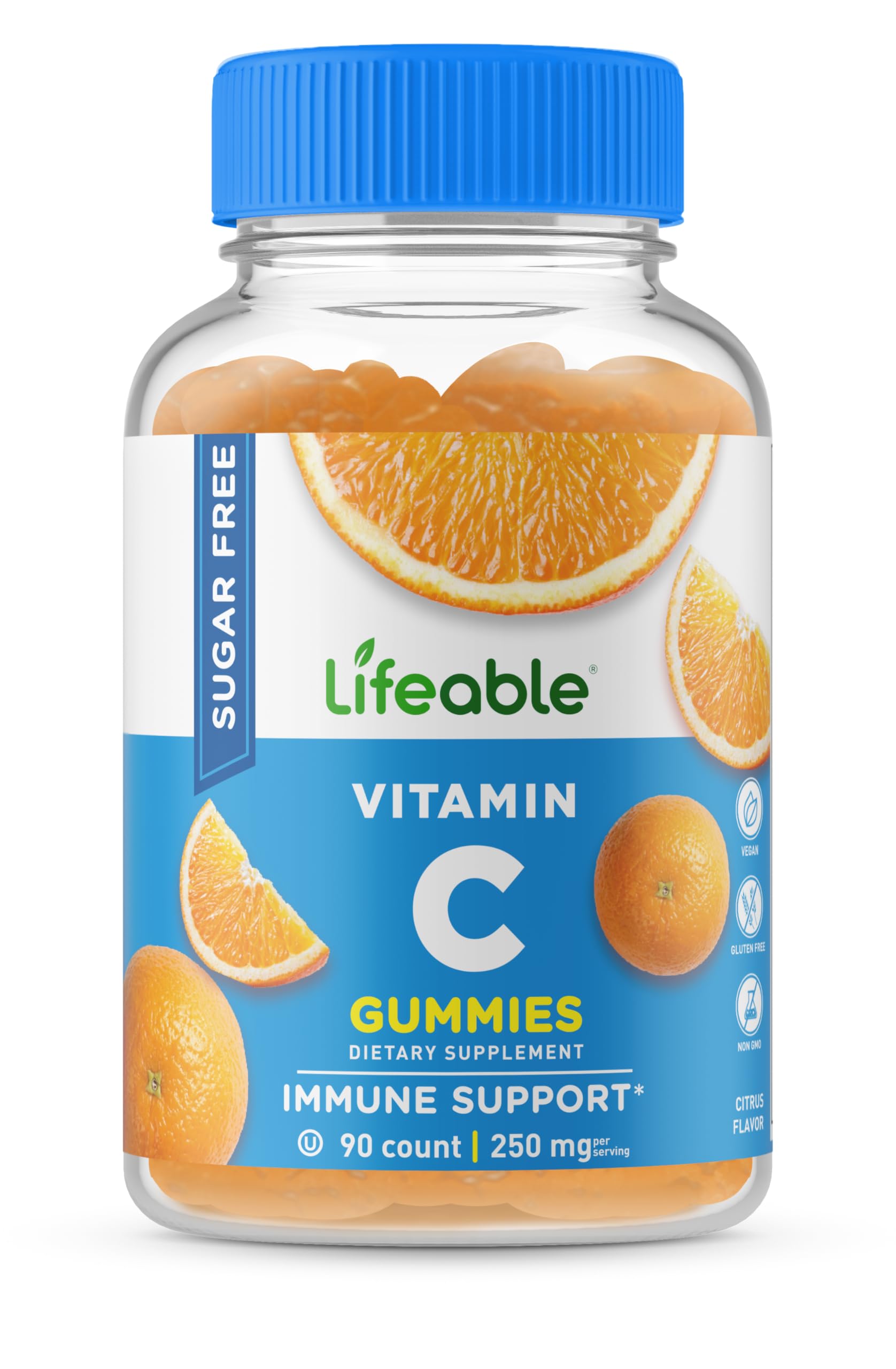 Lifeable Sugar Free Vitamin C orange gummies bottle — immune-supporting snack