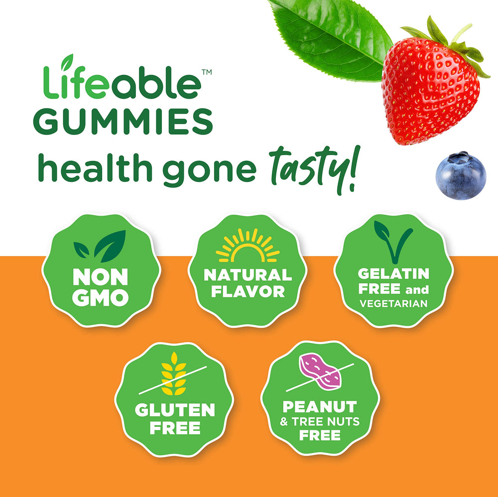 Lifeable two gummies per serving illustration on bottle