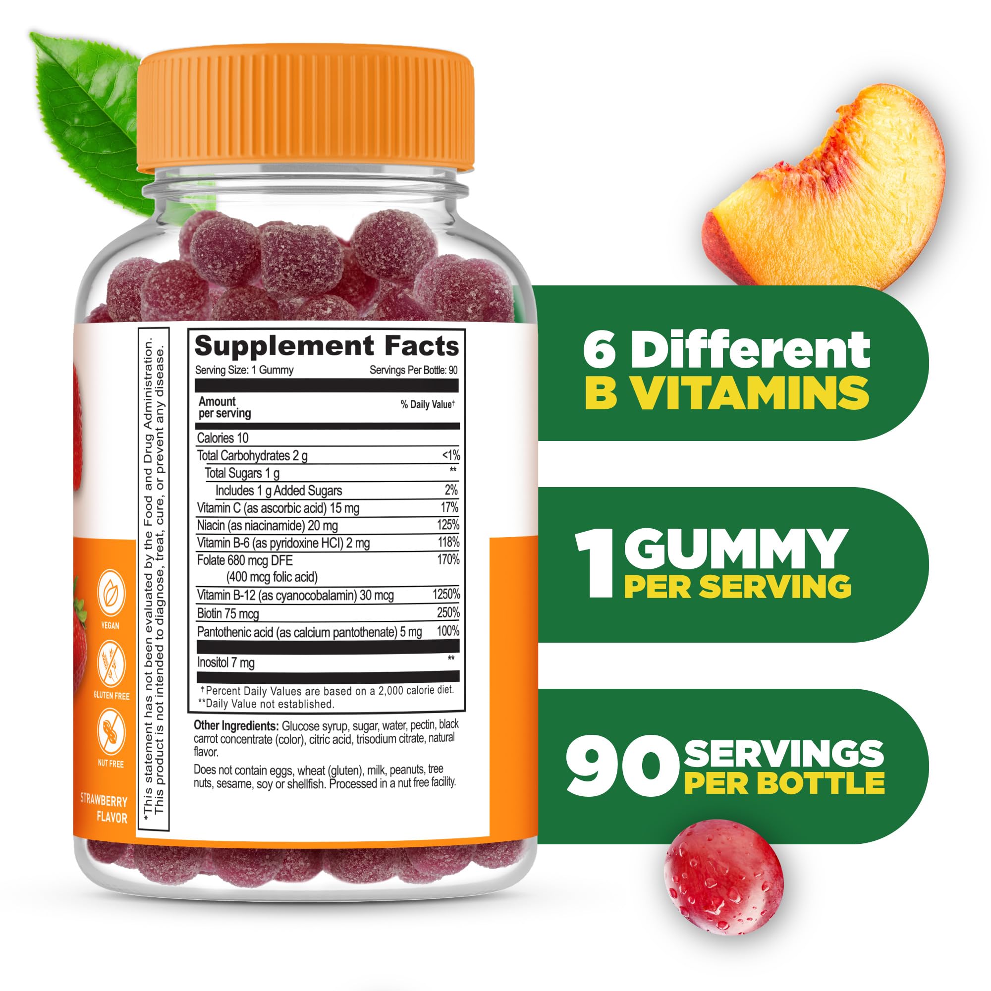 Lifeable gummies bottle nutrition panel shows B vitamins.