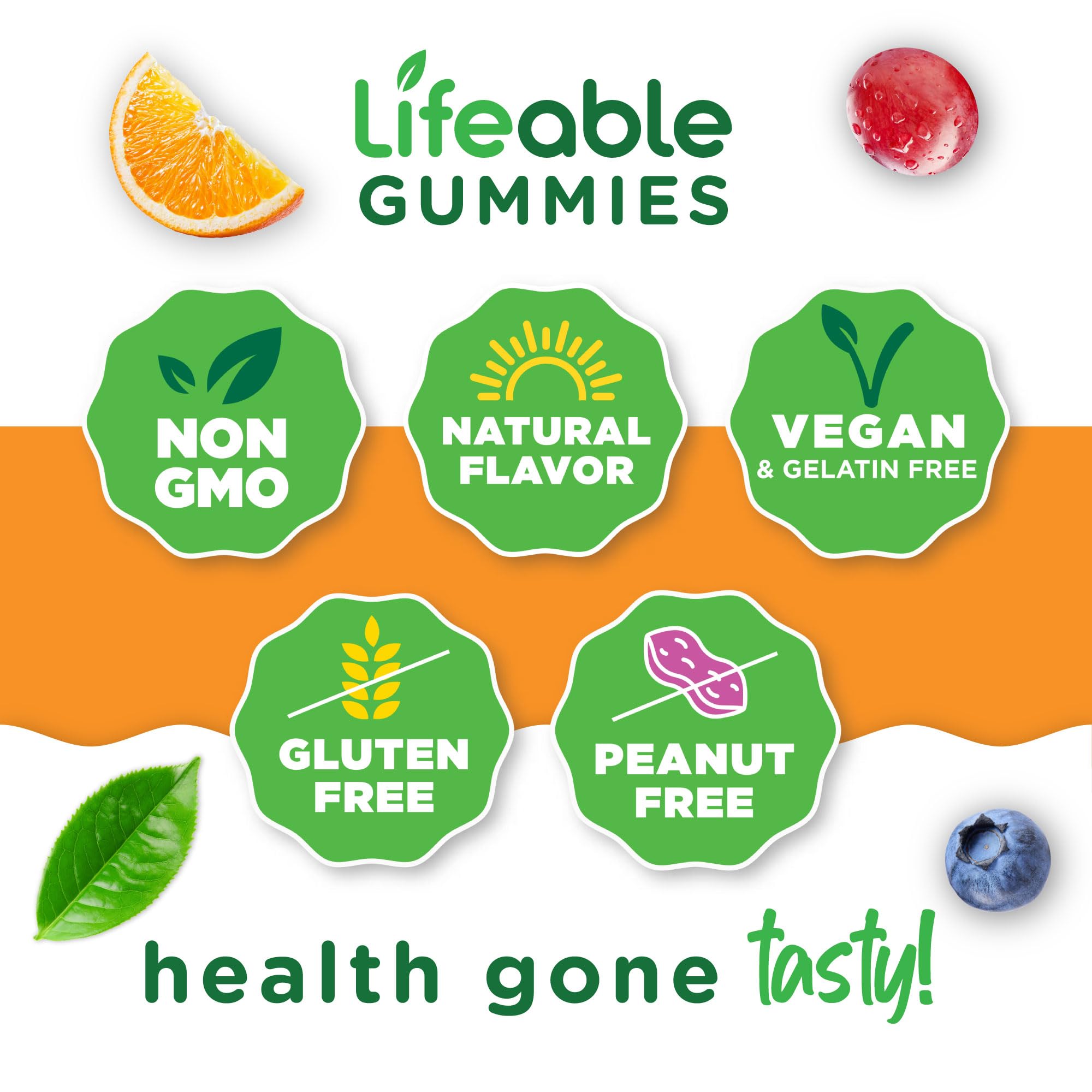 Lifeable gummies serving size on label for daily use.