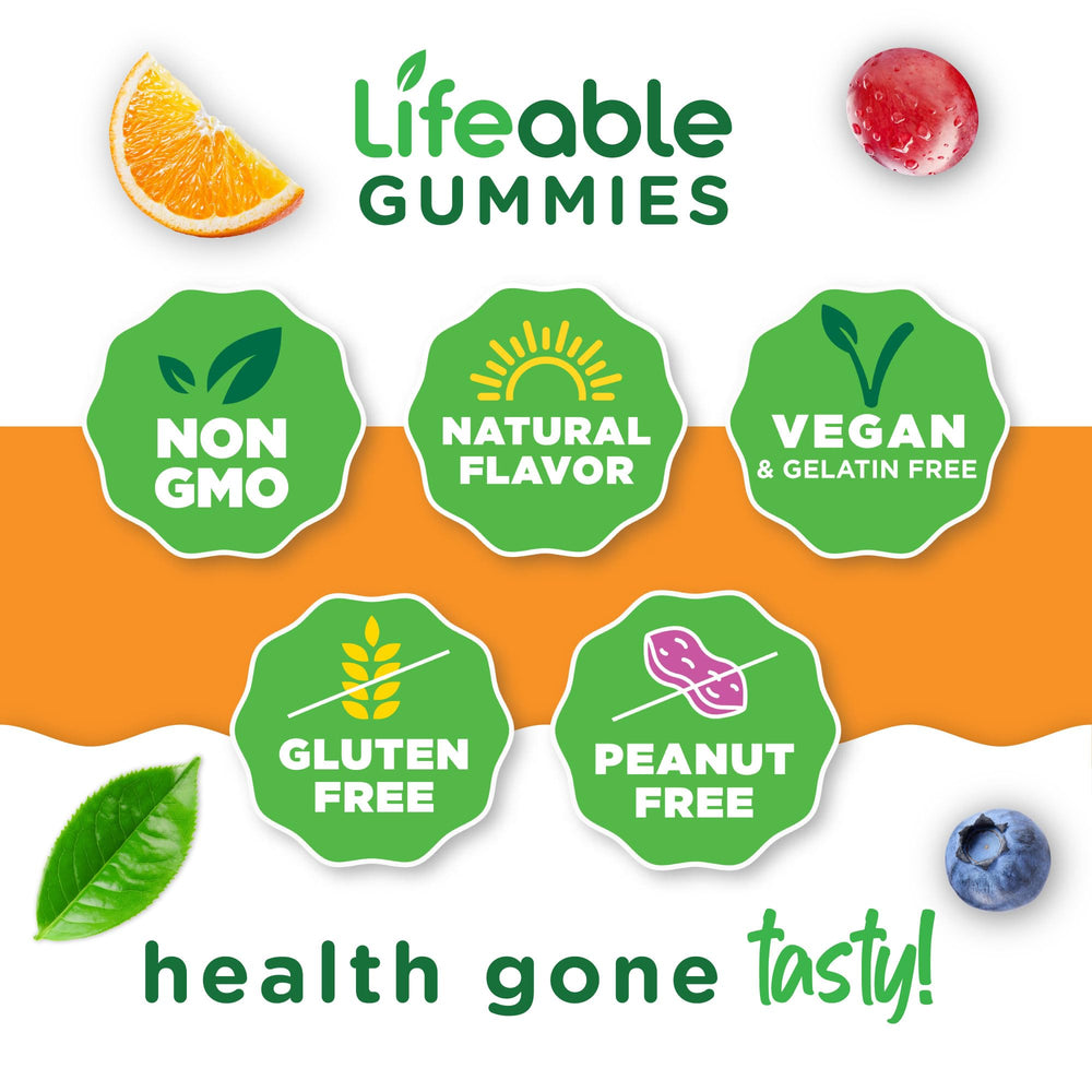 Lifeable gummies serving size on label for daily use.
