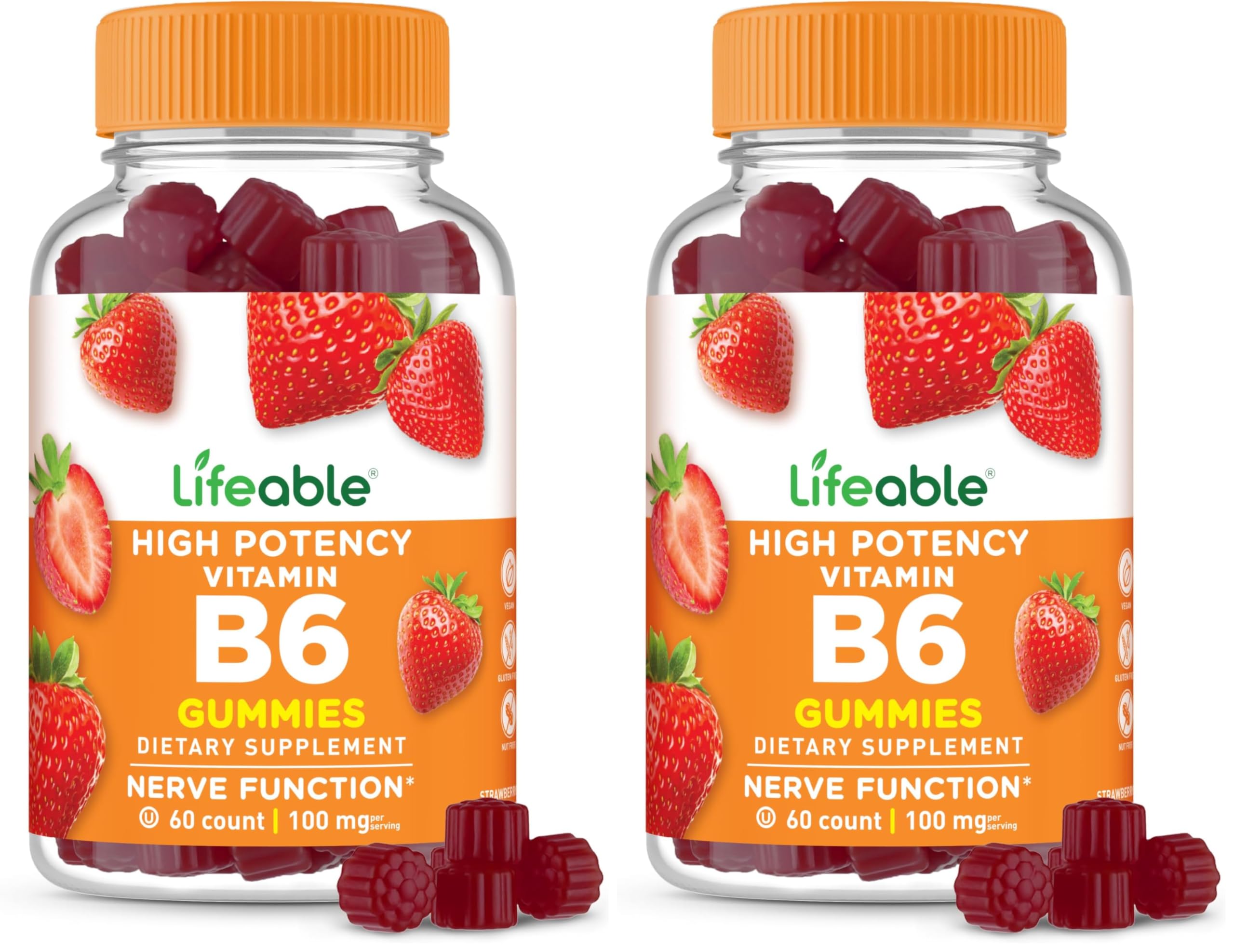 Lifeable Vitamin B6 Gummies bottle for easy nerve support
