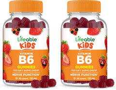 Lifeable Vitamin B6 Gummies for Kids bottle with strawberry flavor.