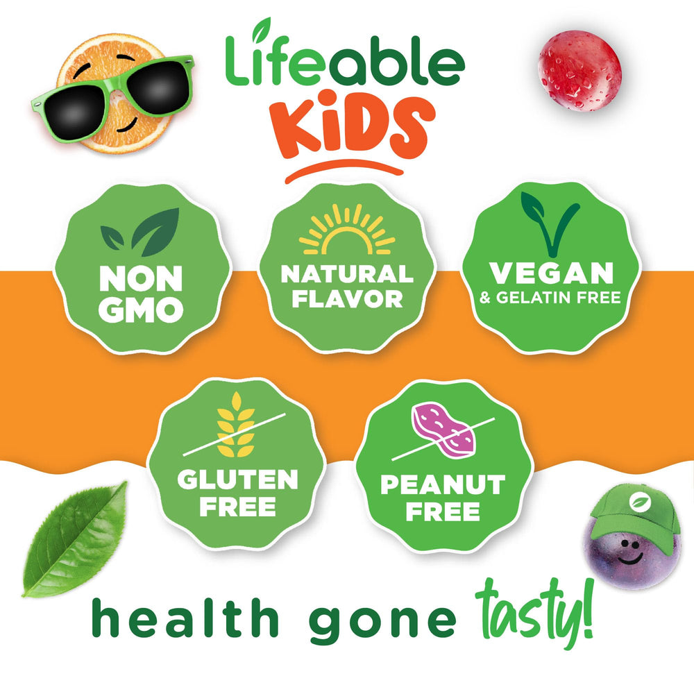 Lifeable Vitamin B6 Gummies for Kids serving image, one gummy per day.