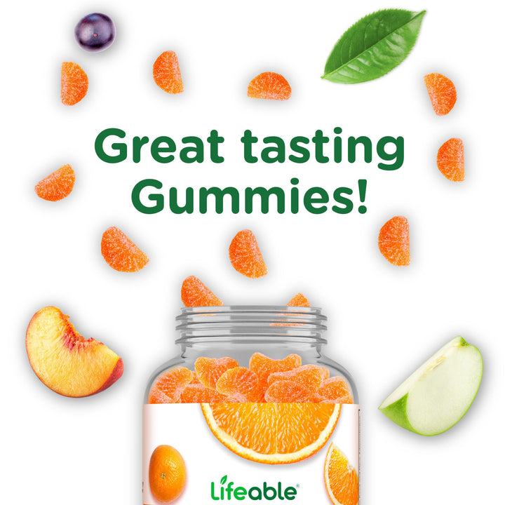 Lifeable Vitamin C Gummies vegan non-GMO label highlights vegetarian, dairy-free option