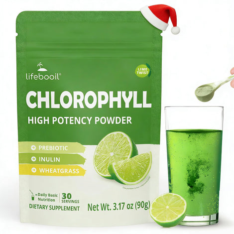 Lifebooil Chlorophyll Powder bottle with Lime Twist for refreshing hydration