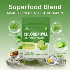 Measuring scoop emphasizes easy daily use of Lifebooil Chlorophyll Powder