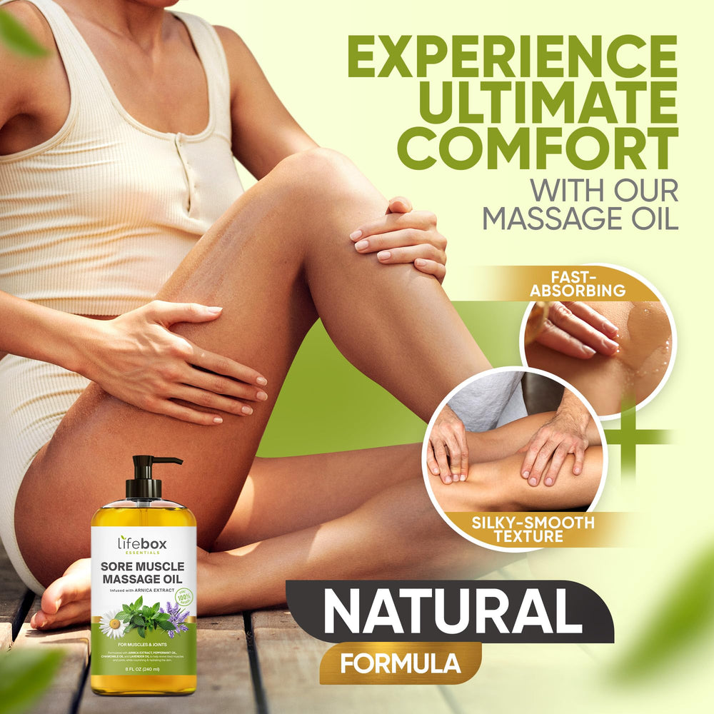 Lifebox Essentials cruelty-free label on massage oil packaging.