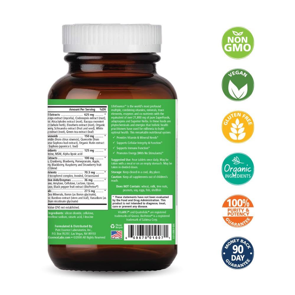LifeEssence tablets close-up showing natural color and texture