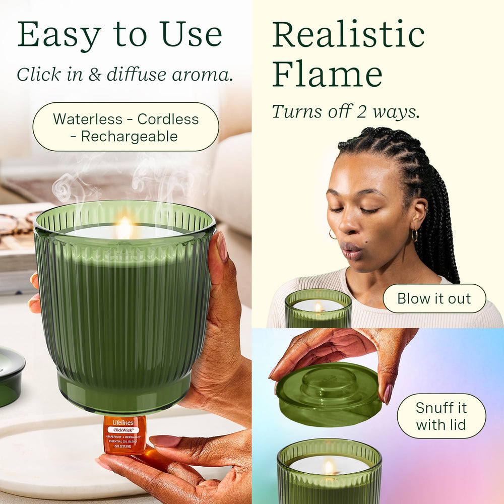 Lifelines diffuser base shows interchangeable scent swap capability.