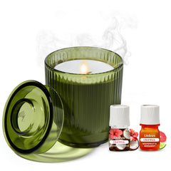 Lifelines flameless candle diffuser in olive jar releasing calming aroma safely.