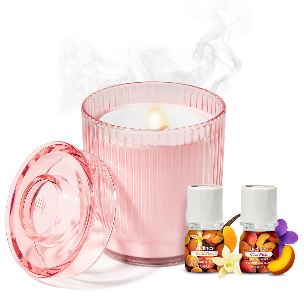 Lifelines flameless candle pink jar closeup shows a safe glow without flame
