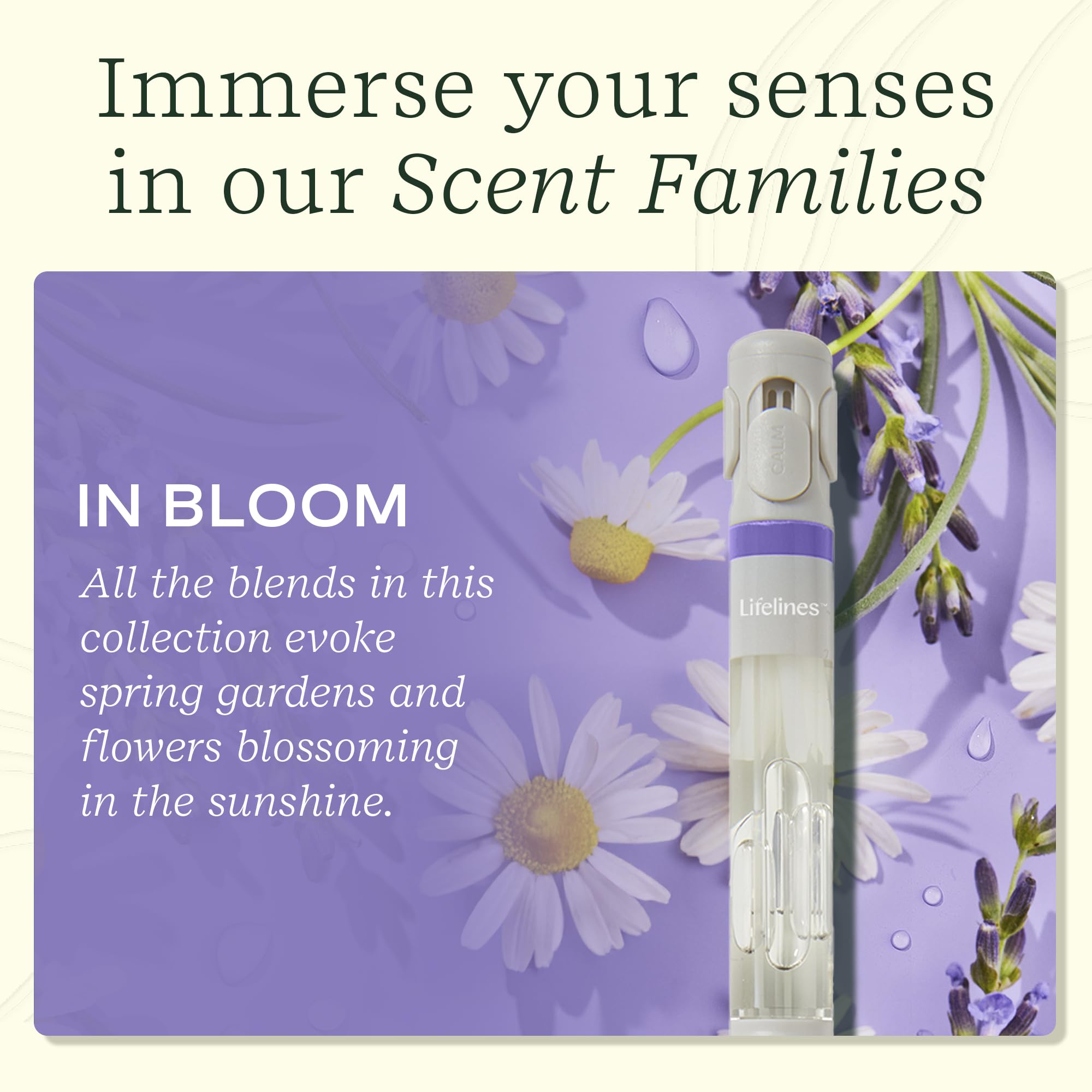 Lifelines In Bloom scent evokes meadow blossoms to elevate mood during tasks