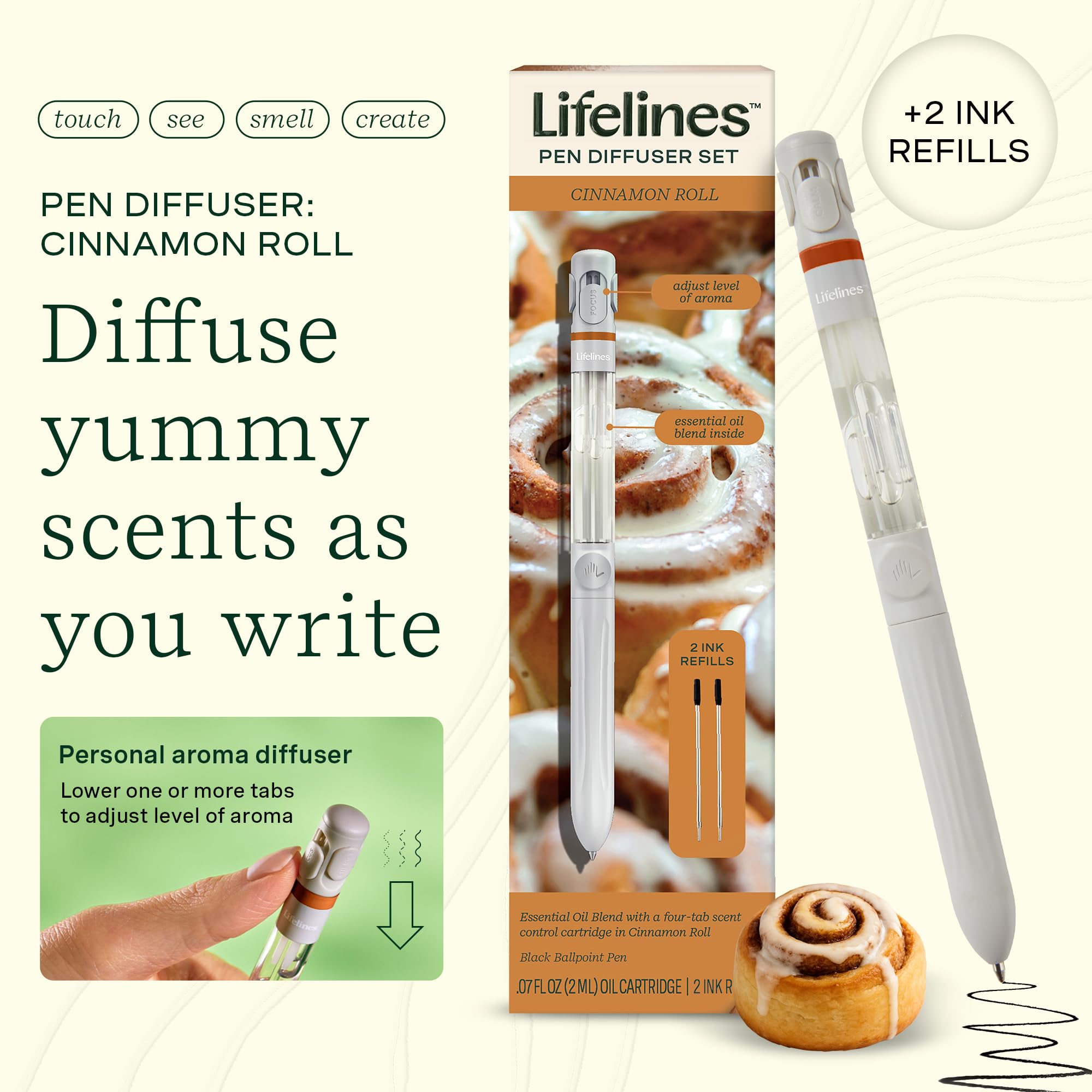 Lifelines pen diffuser 1mm black ballpoint tip for smooth, precise writing.