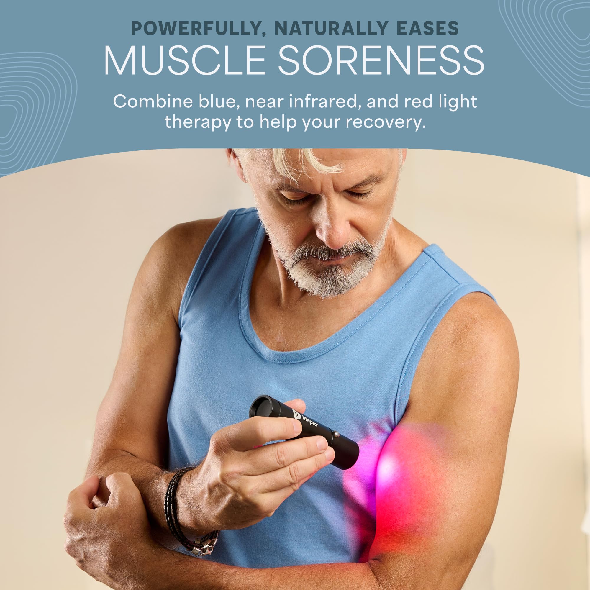 LifePro blue light therapy mode display highlights three wavelengths for targeted comfort.