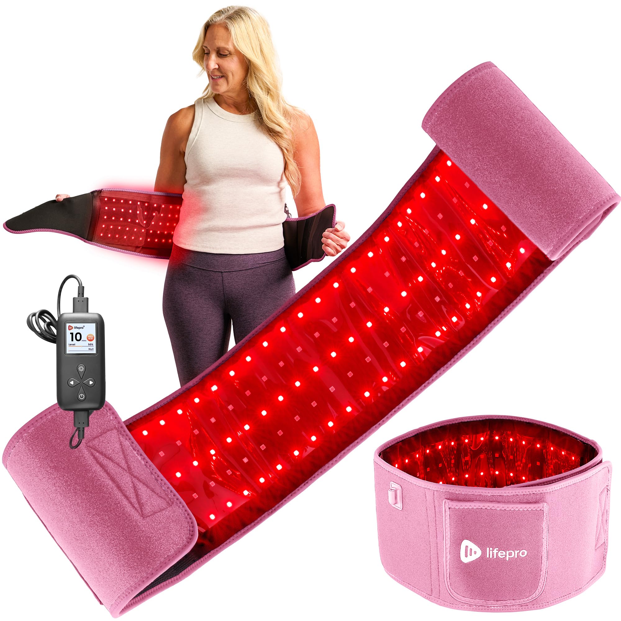 LifePro red light therapy belt front view shows portable wellness device