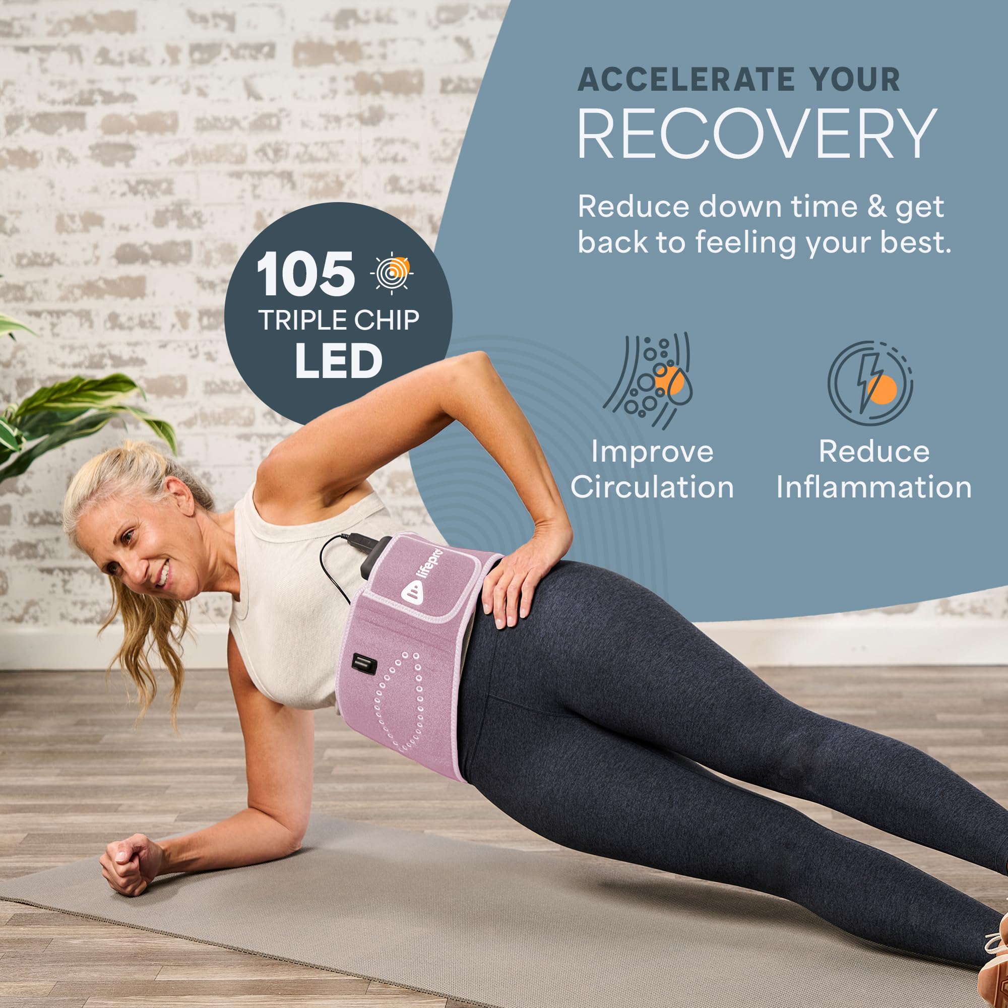 LifePro red light therapy belt on body highlights targeted therapy for relief