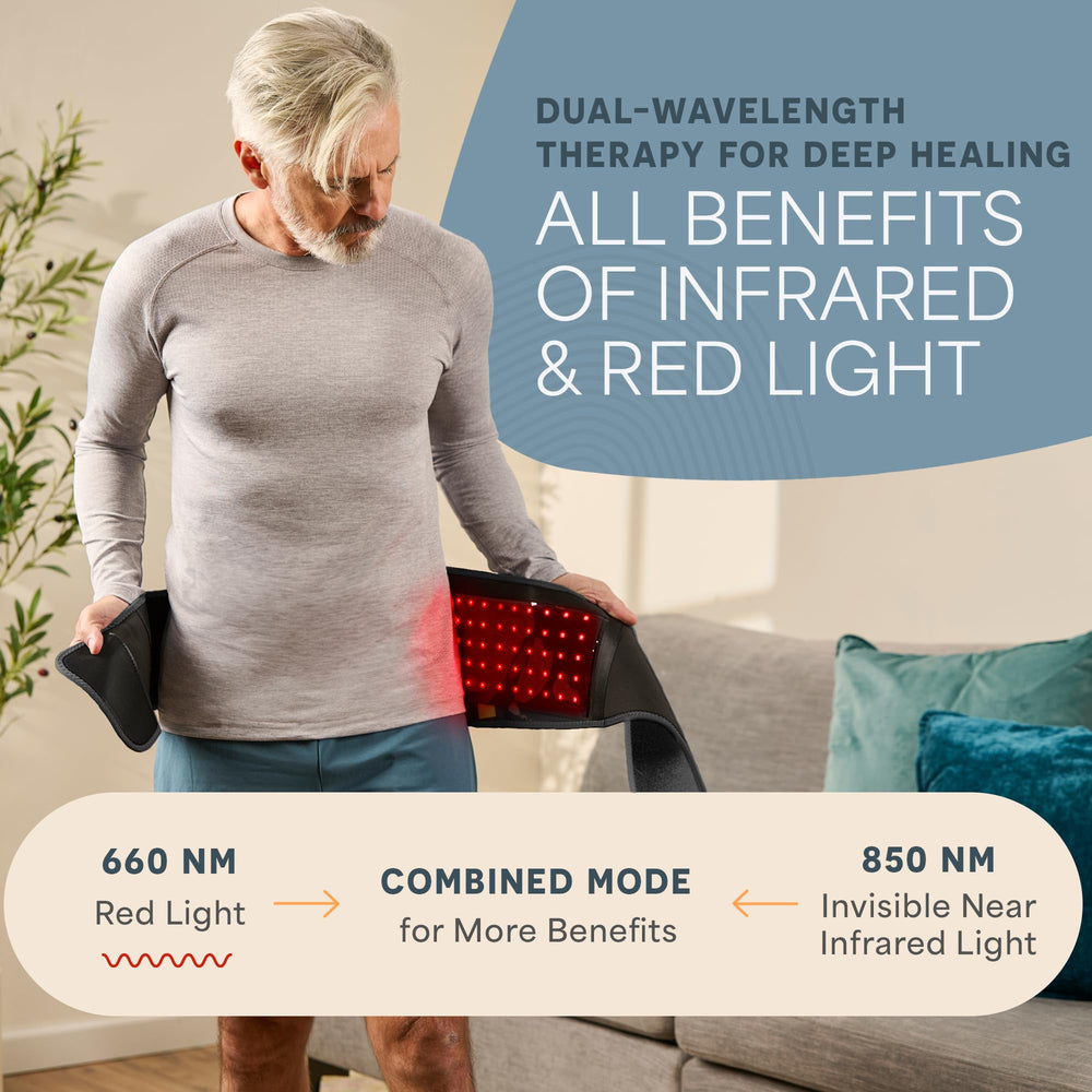 LifePro belt worn during seated rest for gentle warmth