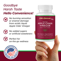 Life's Fortune ACV capsules with ginger and cayenne blend shows gentle spice for routines.