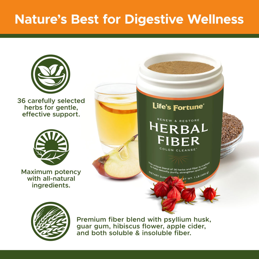 Life's Fortune apple fiber ingredients image highlighting natural plant sources