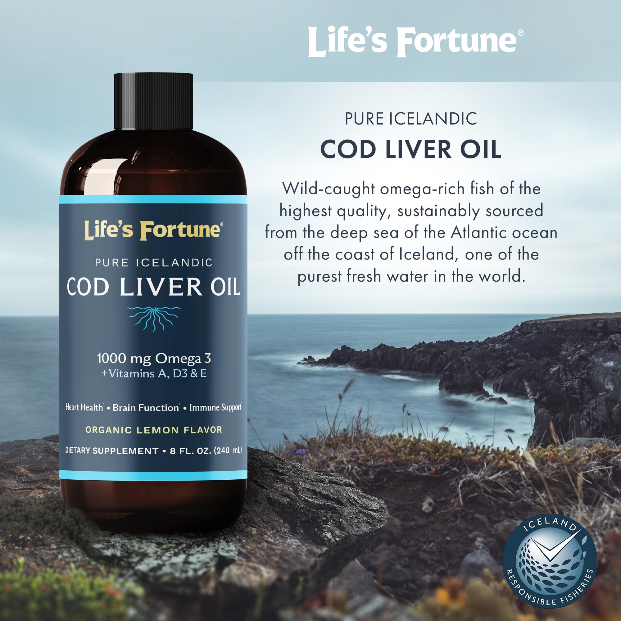Life's Fortune cod liver oil liquid lab-tested for safety and potency