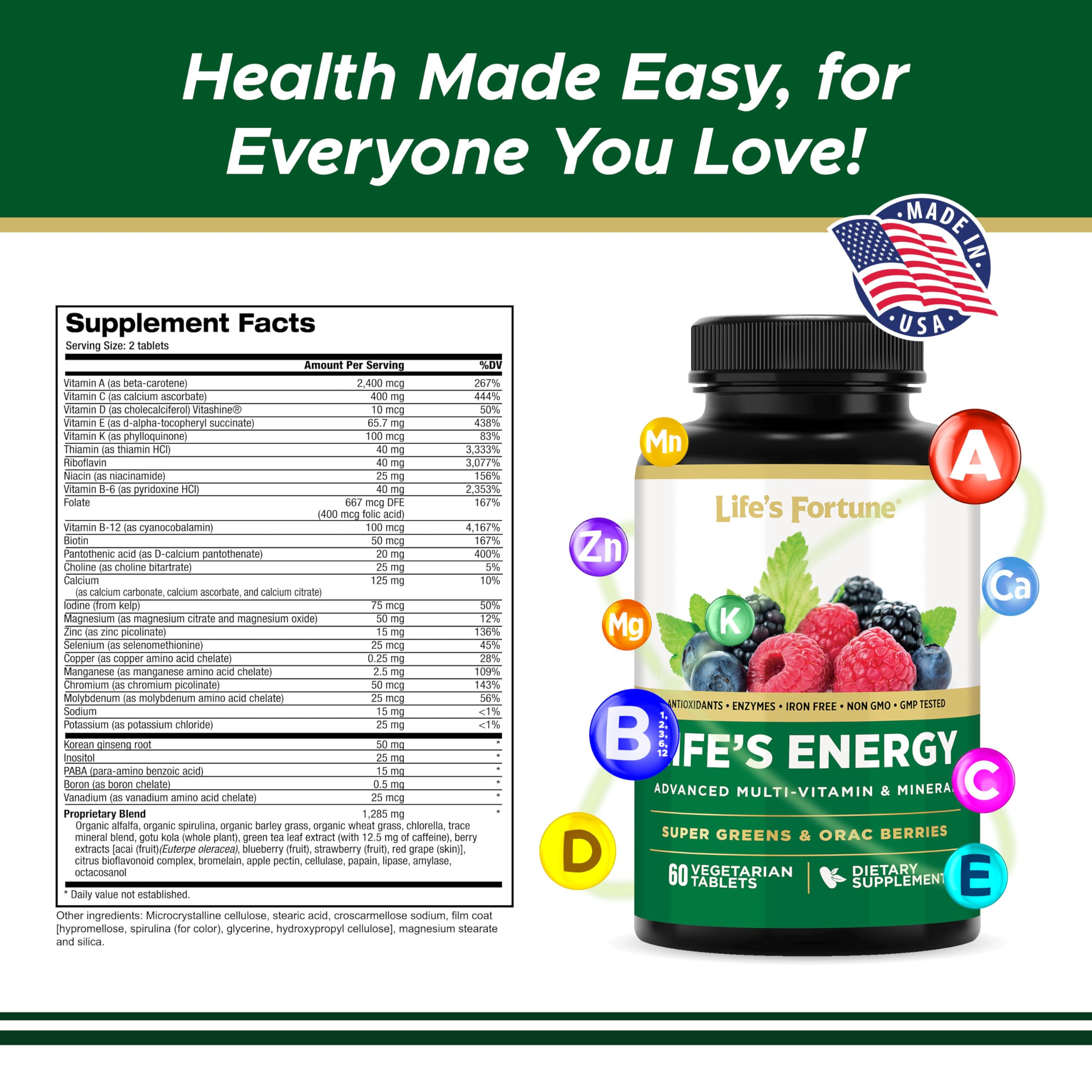 Life's Fortune Immune Support label with vitamins C and D for immune support.