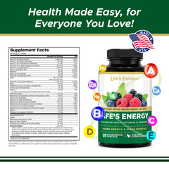 Ingredients mix with ORAC berries illustrating phytonutrient-rich support from Life's Energy