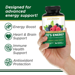 Life's Fortune Super Greens blend with spirulina and chlorella for phytonutrients.