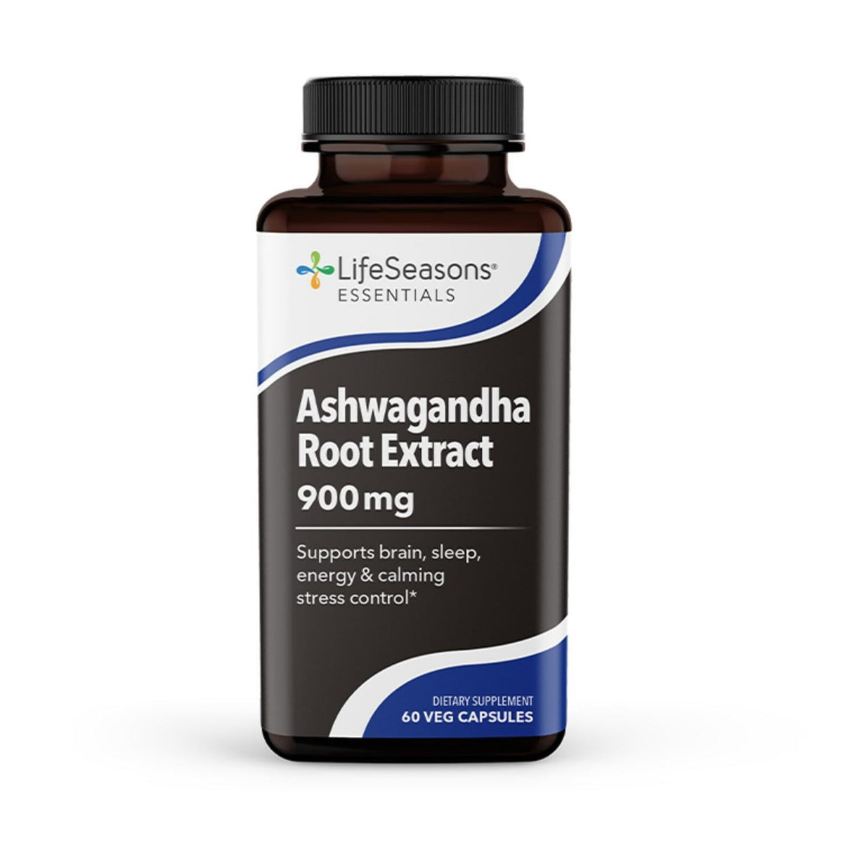 LifeSeasons Ashwagandha bottle front view highlighting calm energy support