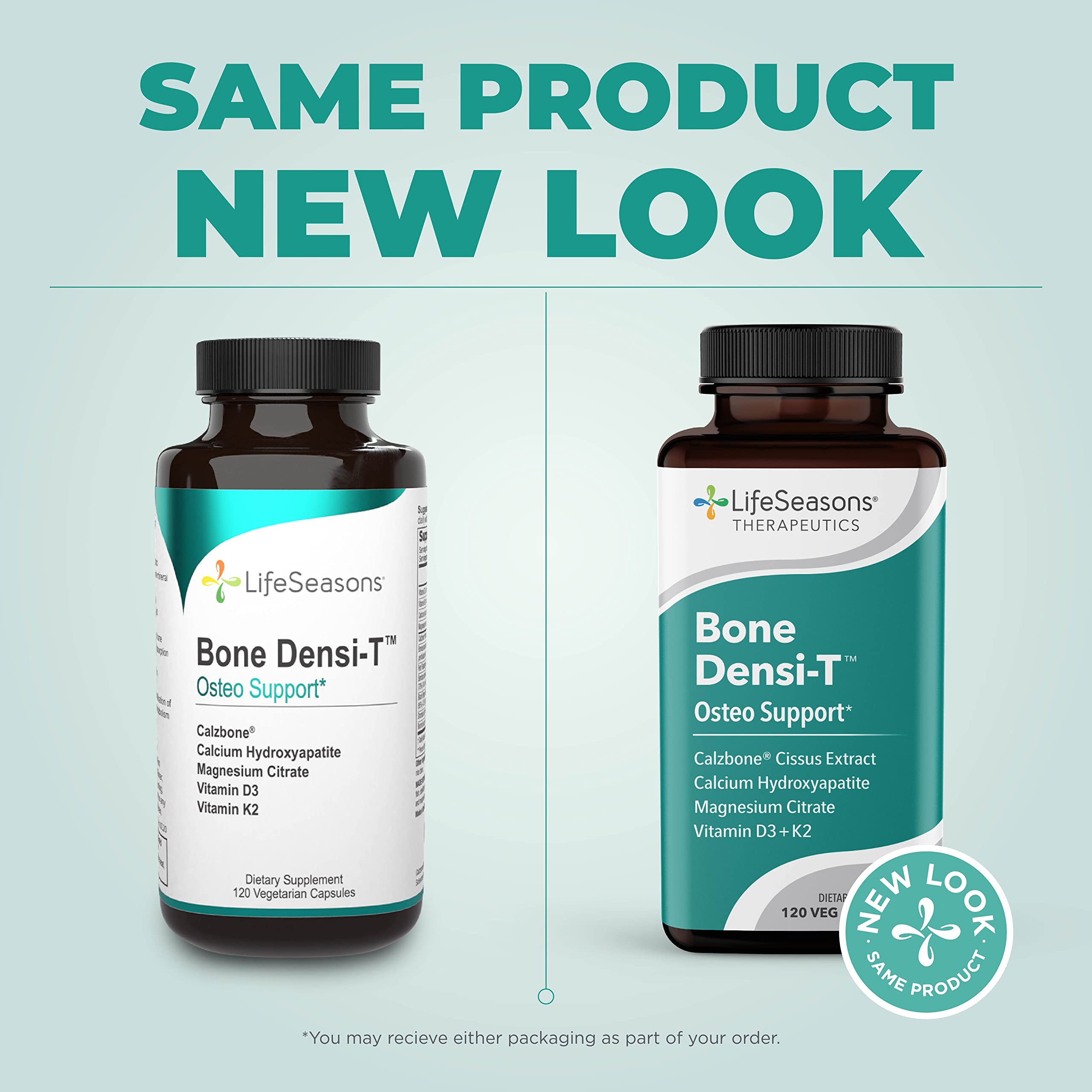 LifeSeasons Bone Densi-T capsules in hand showing ease of use