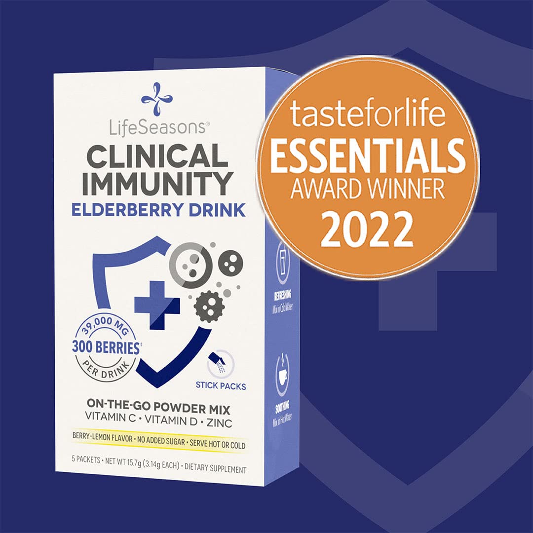 LifeSeasons Clinical Immunity box back detailing ingredients and dosage information