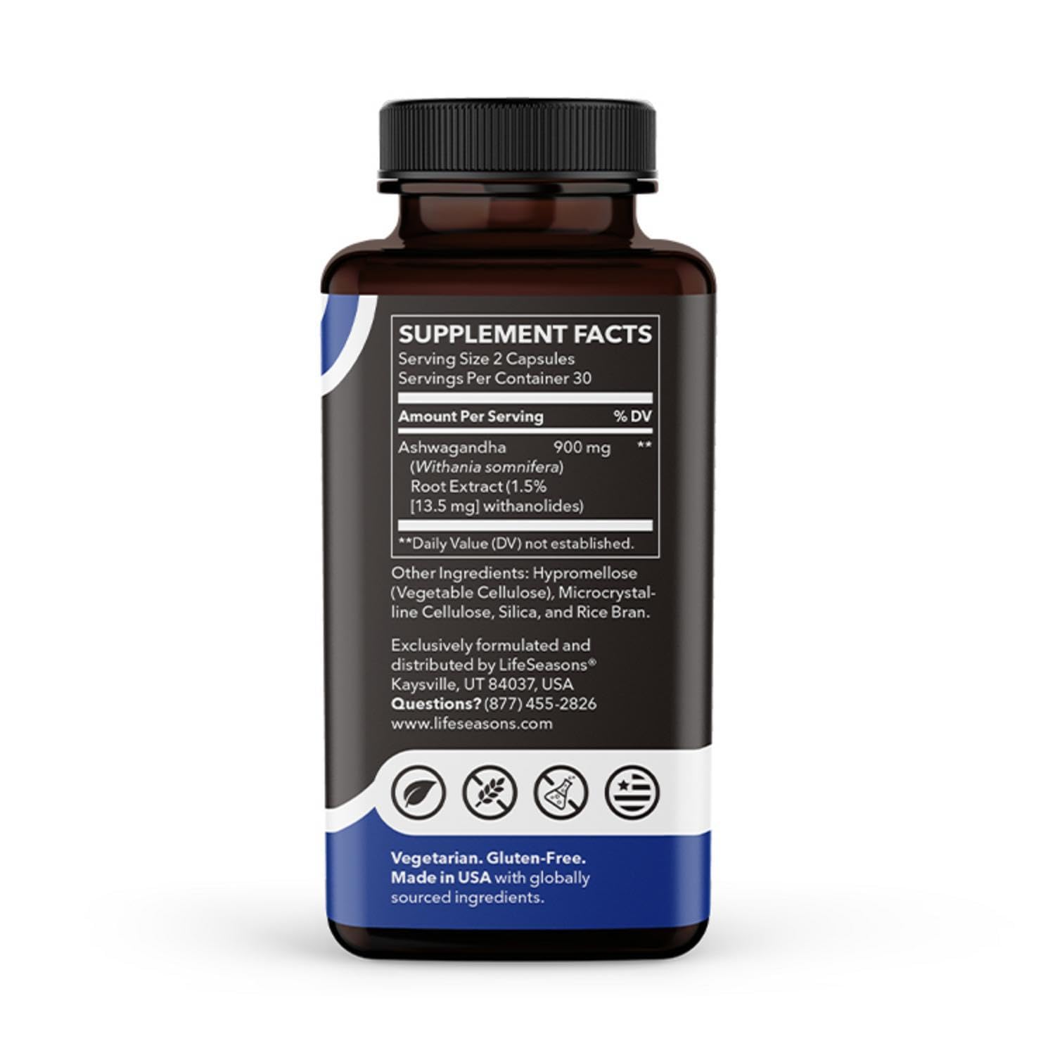LifeSeasons Essentials bottle on nightstand suggesting sleep support