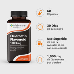 LifeSeasons Essentials Quercetin label highlights transparent ingredients.