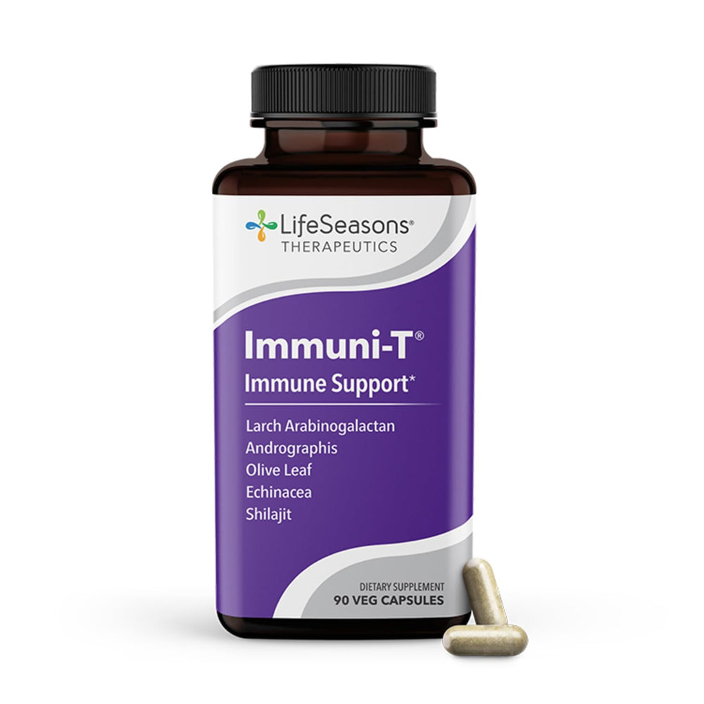 LifeSeasons Immuni-T bottle label highlighting natural immune support.